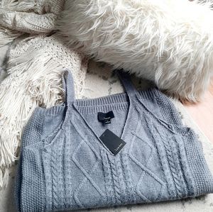 Grey Midi Spaghetti Strap Sweater Dress